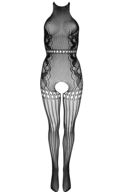 Czarne bodystocking otwarty krok BG001