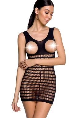 Passion Bodystocking|Koszulki - Czarne bodystocking sukienka w rozmiarze one size BS092