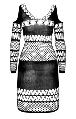Czarne bodystocking sukienka siateczka BS105