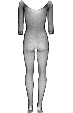 Czarne bodystocking z rękawem 3/4 i wycięciem Martha diamond