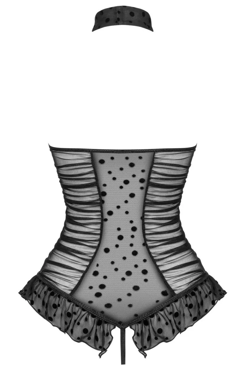 Beauty Night Body|Body - Czarne body z falbanką i wiązaniem Carlotta teddy