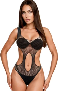 Czarne body z transparentnej siateczki 213986