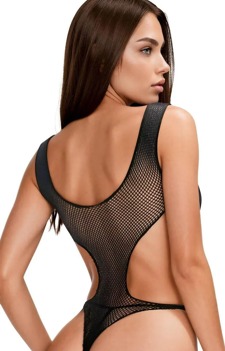 Czarne body z transparentnej siateczki 213986