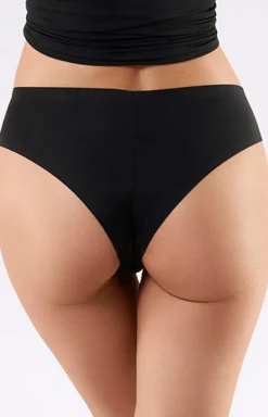 Damskie Julimex Figi, Stringi, Panty|Figi Bezszwowe - Czarne figi dakie brazyiany ipe Brai