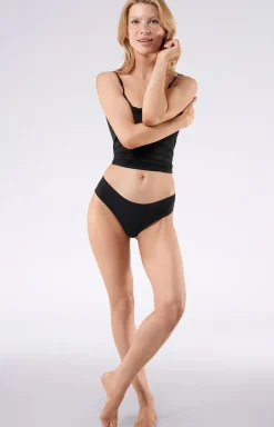 Damskie Julimex Figi, Stringi, Panty|Figi Bezszwowe - Czarne figi dakie brazyiany ipe Brai