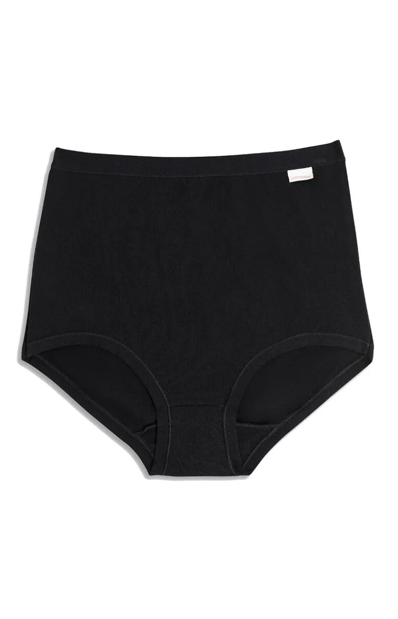 Damskie Cotonella Figi Z Wysokim Stanem|Figi Bawełniane - Czarne figi damskie z wysokim stanem plus size ADD08
