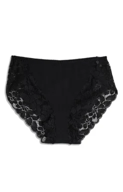 Damskie Cotonella Majtki Z Wysokim Stanem|Bielizna Plus Size - Czarne figi daskie z wysoki stane ADC89
