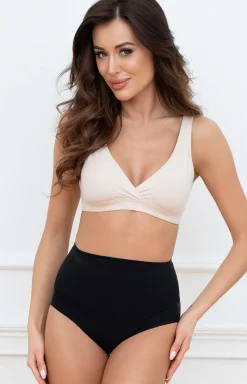 Damskie Italian Fashion Bielizna Wyszczuplająca|Figi Modelujące - Czarne figi wyszczupające Satina