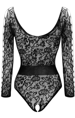 Beauty Night Bodystocking|Body - Czarne koronkowe body z otwartym krokiem Dinora