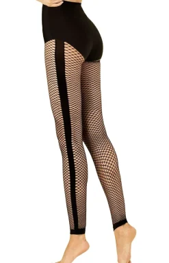 Czarne legginsy kabaretki z lampasem Slim Fit Blockbuster
