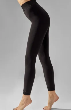 Damskie LEGS Legginsy|Legginsy Damskie - Czarne legginsy termiczne z ciepłym futerkiem od wewnątrz 665 Thermo