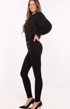 Damskie FactoryPrice Legginsy|Legginsy Damskie - Czarne egginsy z guzikami NM-G-D70003.40