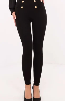 Damskie FactoryPrice Legginsy|Legginsy Damskie - Czarne egginsy z guzikami NM-G-D70003.40