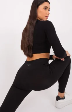 Czarne legginsy z wysokim stanem RV-LG-9327.24