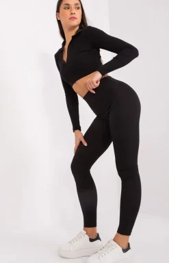 Czarne legginsy z wysokim stanem RV-LG-9327.24