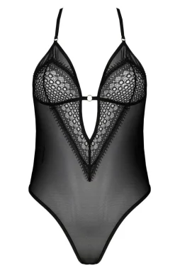 Czarne przezroczyste body damskie Denerys