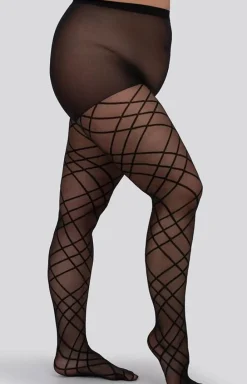 Mona Queen Size Rajstopy We Wzory|Rajstopy - Czarne rajstopy damskie Queen Size Grid 30 DEN