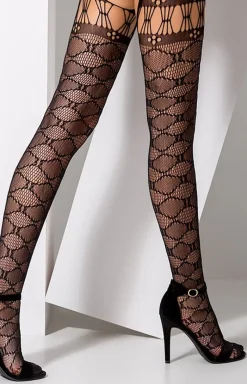 Damskie Passion Rajstopy Z Dziurką|Pończochy Z Pasem - Czarne rajstopy z dziurą otwarte strip panty S025