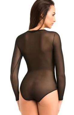 Teyli Body|Body - Czarne iateczkowe body przezroczyte Ero 2406