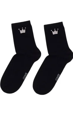 Czarne skarpetki damskie z koroną Classic 8541