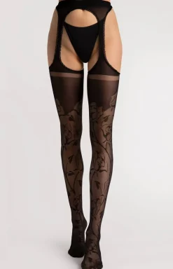 Czarne wzorzyste rajstopy otwarte Amorosa 3D O5027 20 DEN