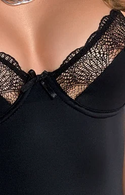 Czarny gorset damski z miseczkami + stringi Alina