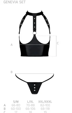 Czarny komplet Genevia set z otwartymi miseczkami