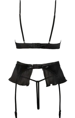 Czarny zmysłowy 3-częściowy komplet Monroe Plus Size