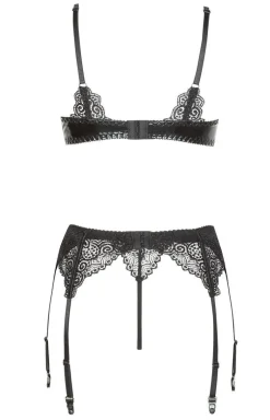 3-częściowy komplet bielizny damskiej wet look Marilyn set