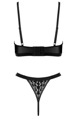 2-częściowy komplet damski z efektem wet look i koronki TP100