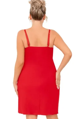 Czerwona koszula nocna na ramiączka plus size Sylvia
