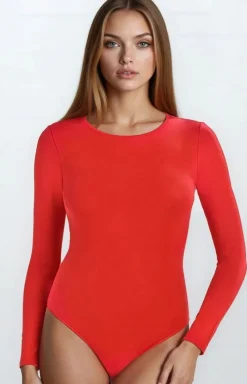 Teyli Body|Body - Czerwone body dakie z długi rękawe ongy 2404