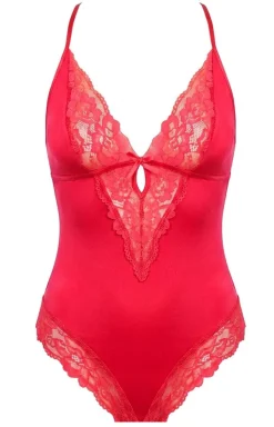 Irall Body|Body - Czerwone body dakie z otwarty krokie Aquia