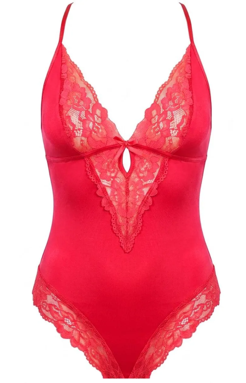 Irall Body|Body - Czerwone body dakie z otwarty krokie Aquia