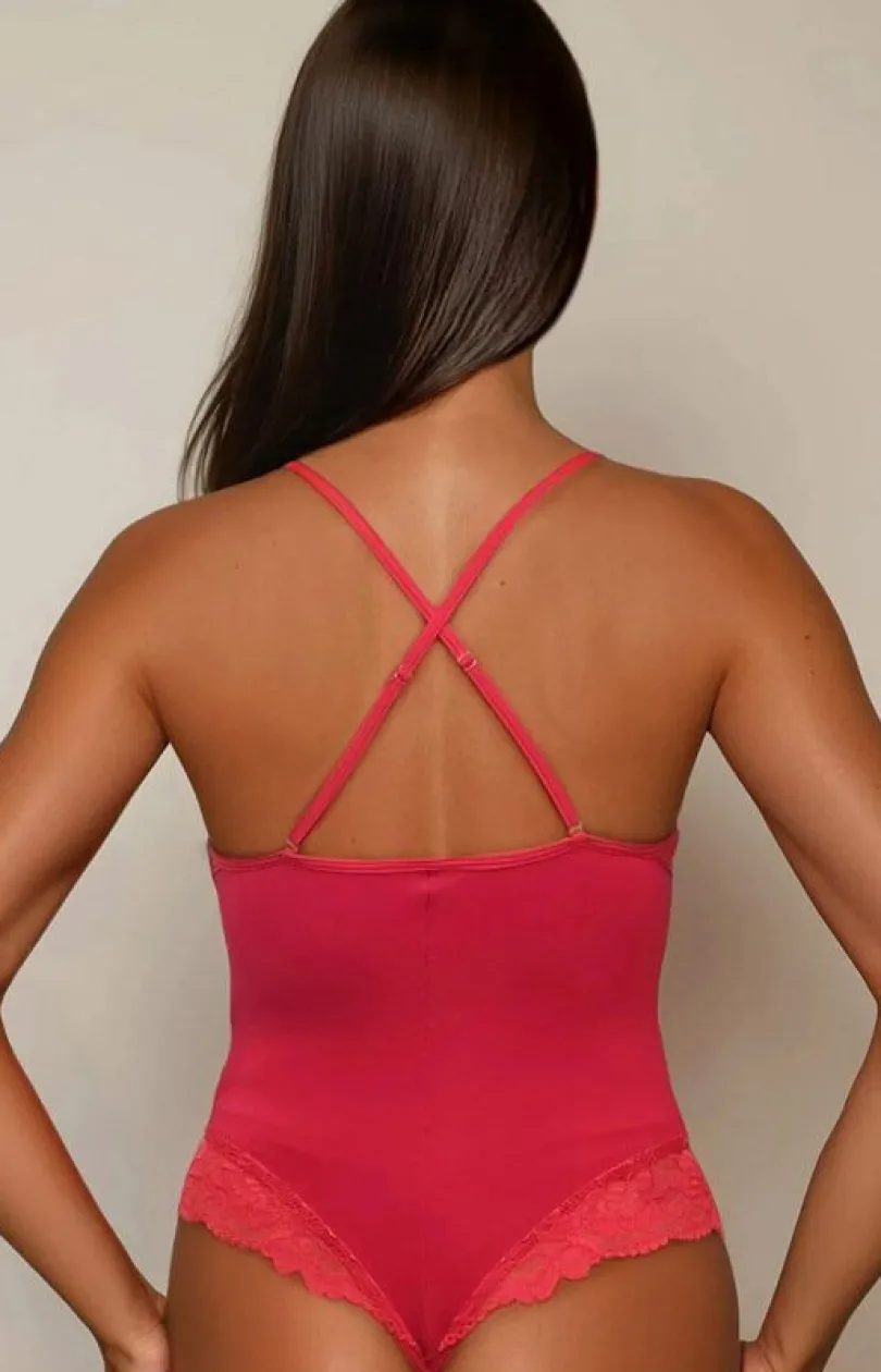 Irall Body|Body - Czerwone body dakie z otwarty krokie Aquia