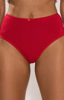 Damskie Irall Majtki Z Wysokim Stanem|Bielizna Plus Size - Czerwone figi dakie brazyiany z koronką Coin