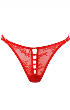 Damskie Axami Stringi Z Koronką|Stringi Damskie - Czerwone koronkowe tringi V-11158