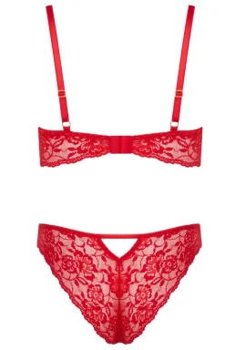 Czerwony koronkowy komplet bielizny Denelia set