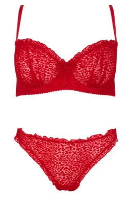 Czerwony welurowy komplet bielizny Catilla set