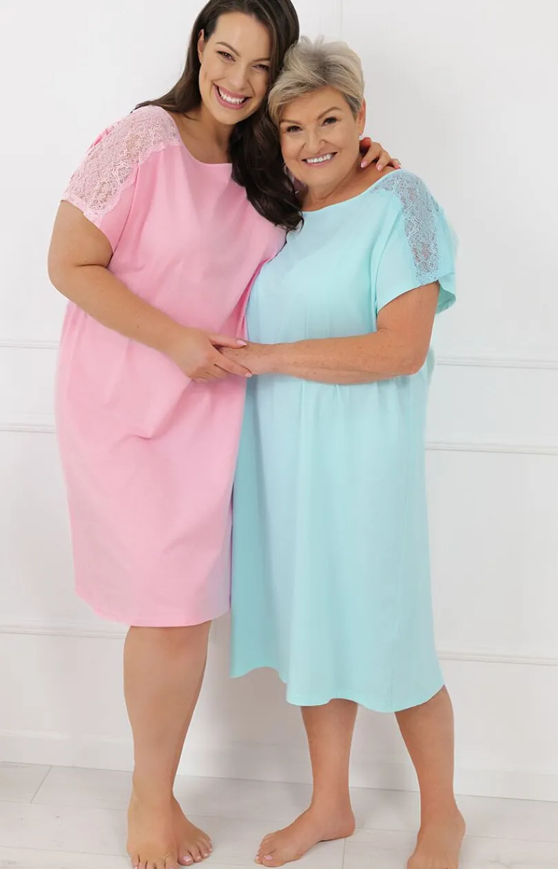 Damskie Italian Fashion Koszule Nocne|Koszule Nocne Damskie - Daka kozua nocna na krótki rękaw janoturkuowa enua