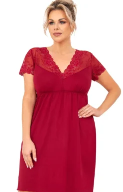 Damska koszula nocna plus size bordowa Livia