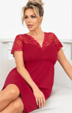 Damska koszula nocna plus size bordowa Livia