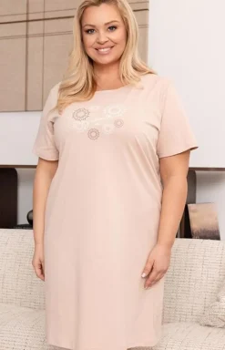 Damskie Regina Koszule Nocne|Koszule Nocne Damskie - Damska koszula nocna plus size beżowa 2004