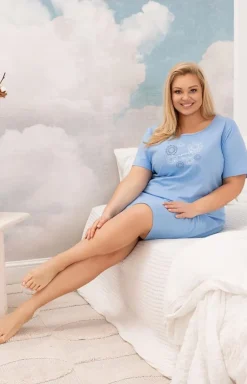 Damska koszula nocna plus size niebieska 2004