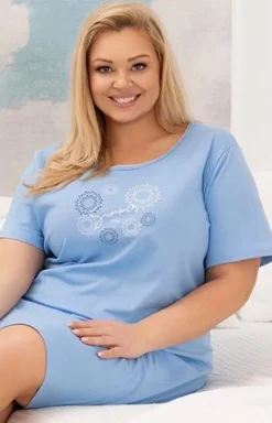Damska koszula nocna plus size niebieska 2004