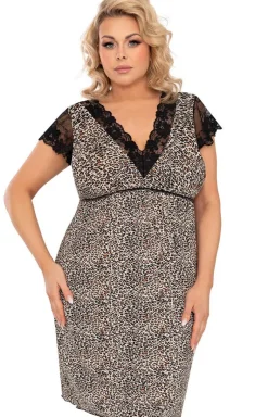 Damska koszula nocna w panterkę plus size Omari