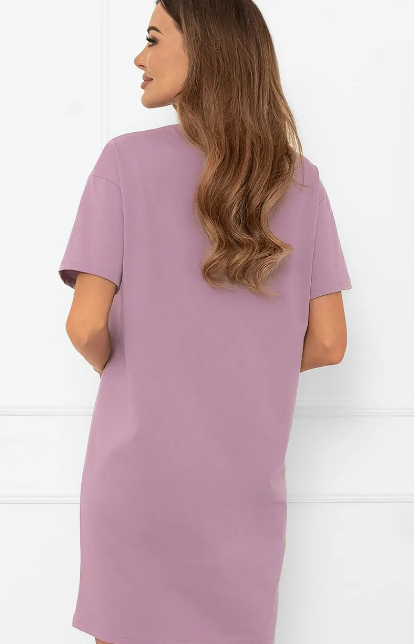 Damskie Italian Fashion Koszule Nocne|Koszule Nocne Damskie - Damska koszula nocna wrzosowa Ksara