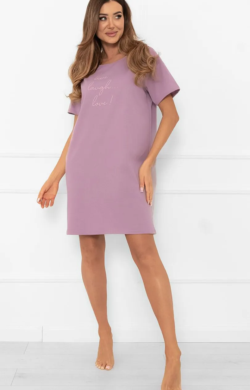 Damskie Italian Fashion Koszule Nocne|Koszule Nocne Damskie - Damska koszula nocna wrzosowa Ksara
