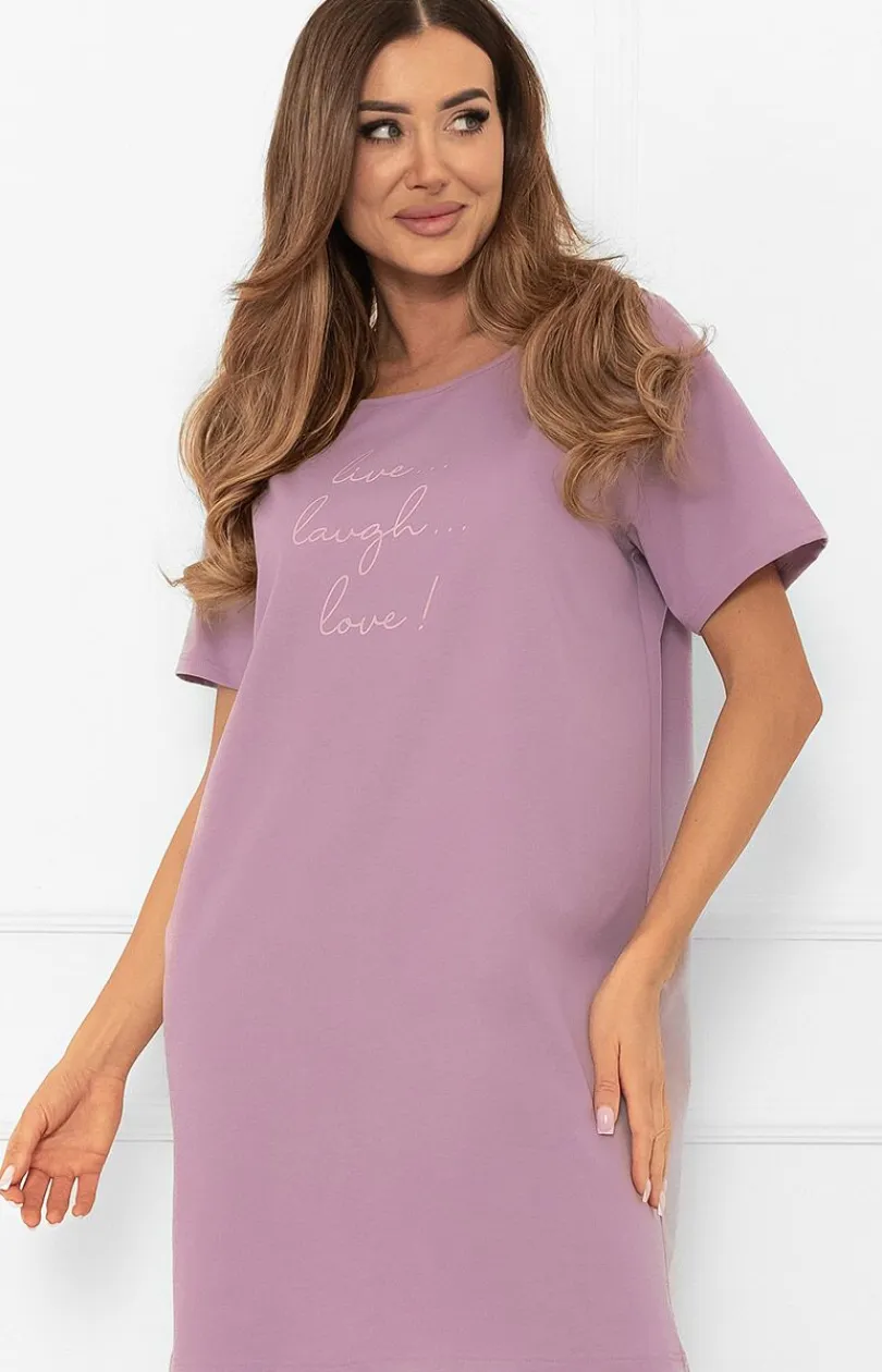 Damskie Italian Fashion Koszule Nocne|Koszule Nocne Damskie - Damska koszula nocna wrzosowa Ksara