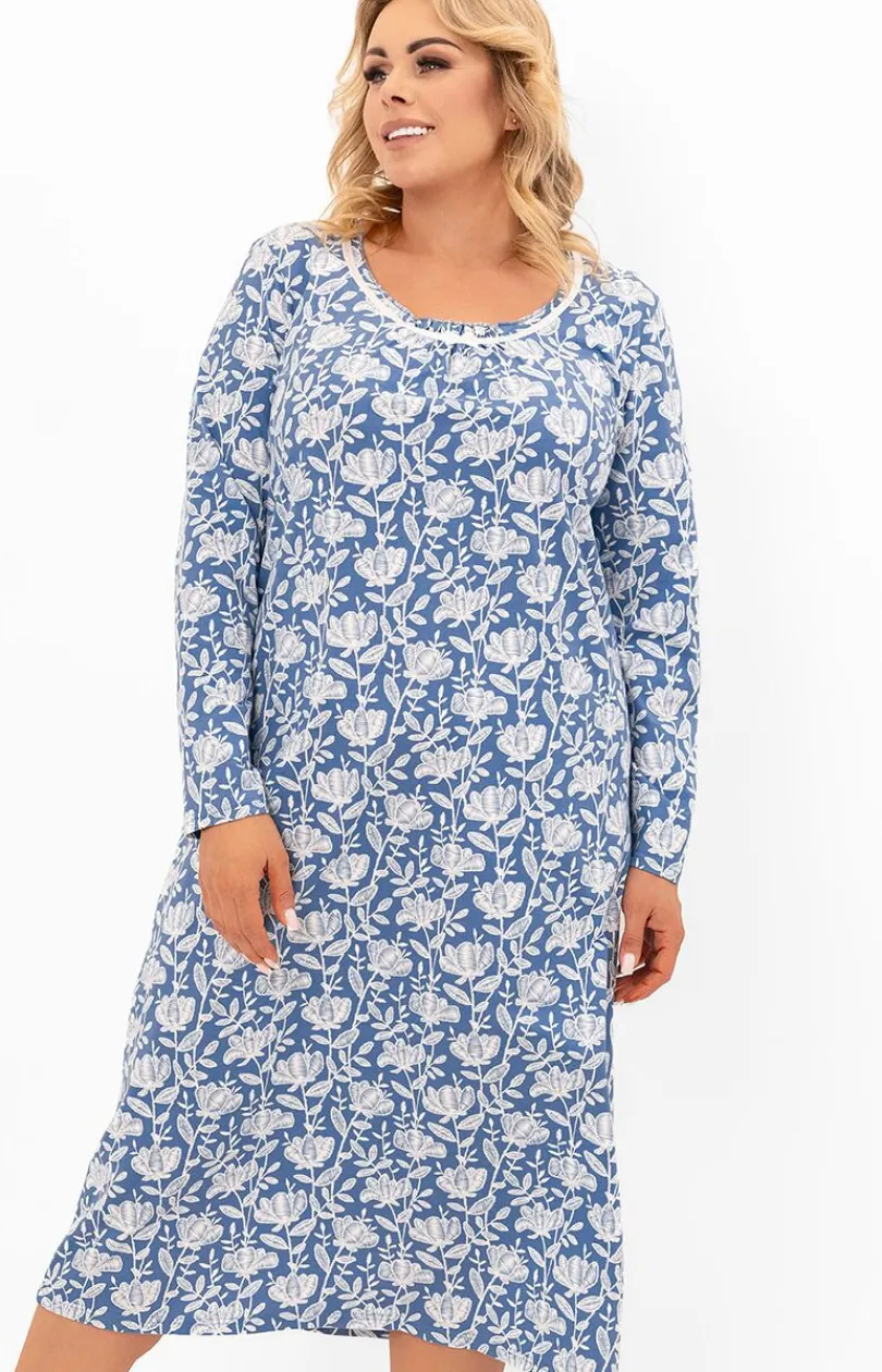 Damskie Italian Fashion Koszule Nocne|Koszule Nocne Damskie - Damska koszua nocna z długim rękawem Boma